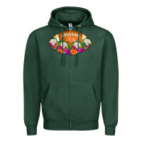 Sports Green American Football Floral Zipper Hoodie - CowCowDesign