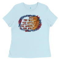 Baby Blue dad the man american flag Ladies Tee - Jasminsmagicworld