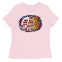 Bubblegum Pink dad the man american flag Ladies Tee - Jasminsmagicworld