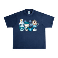 Navy Winter Coffee Cups Urban Heavy Tee - Artiststas