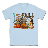 Dusty Blue Hello Fall Merino Wool Sheep Classic Tee - LillyAllenDesigns