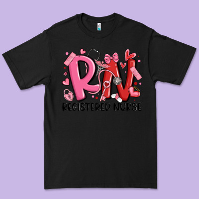 Rn Registered Nurse Valentines Day Premium Tee Designed By Maliassmallbusiness
