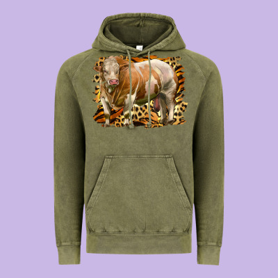 Western Simmental Bull Vintage Hoodie Designed By Lillyallendesigns