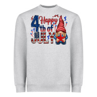 Heather Grey Happy 4th Of July with gnome Heavyweight Sweatshirt - HowdyJamesFarm