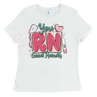 White you rn good hands registered nurse Ladies Tee - MaliasSmallBusiness