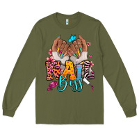 Army Green Afro woman nail boss Long Sleeve Tee - RanaPortraitStore