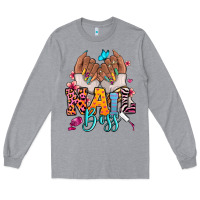 Heather Grey Afro woman nail boss Long Sleeve Tee - RanaPortraitStore