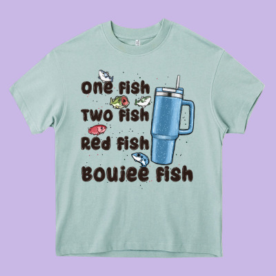 One Fish Two Fish Red Fish Boujee Fish Heavy Core Tee Designed By Maliassmallbusiness