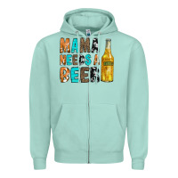 Seafoam Mama Needs a Beer Zipper Hoodie - CowCowDesign