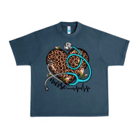 Midnight Navy nurse leopard heart Urban Heavy Tee - JahusDesignShop