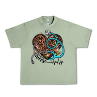 Oil Green nurse leopard heart Urban Heavy Tee - JahusDesignShop