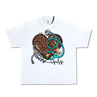 White nurse leopard heart Urban Heavy Tee - JahusDesignShop