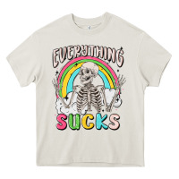 Cream everything sucks Heavy Core Tee - MaliasSmallBusiness