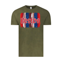 Vintage Olive boston baseball team spirit brushstrokes Vintage Tee - Artiststas