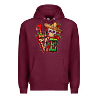Burgundy Cinco de mayo love Premium Hoodie - FaDigitalArtStudio