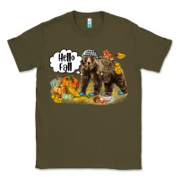 Army Green Hello Fall Brown Bear Classic Tee - LillyAllenDesigns