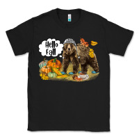 Black Hello Fall Brown Bear Classic Tee - LillyAllenDesigns