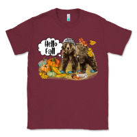 Burgundy Hello Fall Brown Bear Classic Tee - LillyAllenDesigns