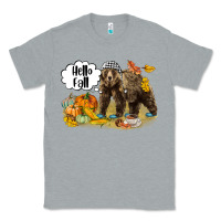 Heather Grey Hello Fall Brown Bear Classic Tee - LillyAllenDesigns
