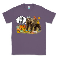 Lavender Hello Fall Brown Bear Classic Tee - LillyAllenDesigns