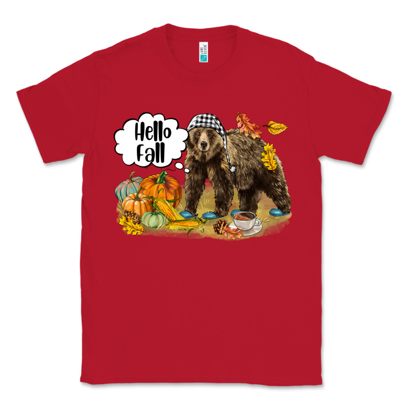 Hello Fall Brown Bear Classic Tee by LillyAllenDesigns | Teevron