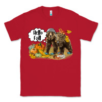 Red Hello Fall Brown Bear Classic Tee - LillyAllenDesigns