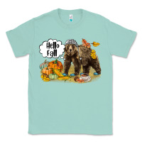 Seafoam Hello Fall Brown Bear Classic Tee - LillyAllenDesigns