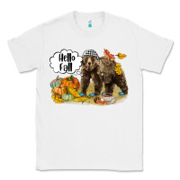 White Hello Fall Brown Bear Classic Tee - LillyAllenDesigns
