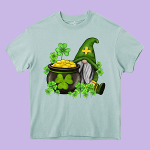 St Patricks Gnome And Pot Of Gold Heavy Core Tee Designed By Adodesignshop