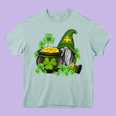 St Patricks Gnome And Pot Of Gold Heavy Core Tee Designed By Adodesignshop