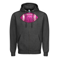 Charcoal Heather american football pink Zipper Hoodie - CowCowDesign