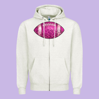 American Football Pink Zipper Hoodie Designed By Cowcowdesign