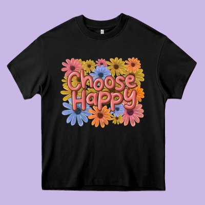 Choose Happy Heavy Core Tee Designed By Maliassmallbusiness