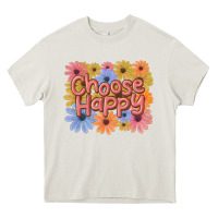 Cream choose happy Heavy Core Tee - MaliasSmallBusiness