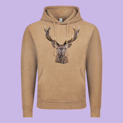 Elk Deer Head Vintage Hoodie Designed By Lillyallendesigns