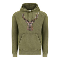 Vintage Olive elk deer head Vintage Hoodie - LillyAllenDesigns