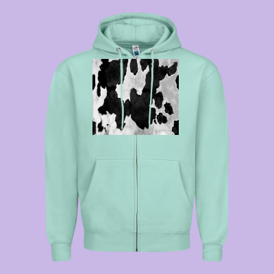 Black White Cowhide Tumbler Zipper Hoodie Designed By Cowcowdesign