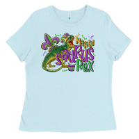Baby Blue mardi saurus rex mardi gras Ladies Tee - MaliasSmallBusiness