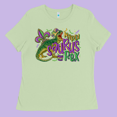 Mardi Saurus Rex Mardi Gras Ladies Tee Designed By Maliassmallbusiness