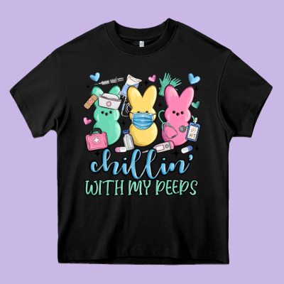 Chillin With My Peeps Heavy Core Tee Designed By Maliassmallbusiness
