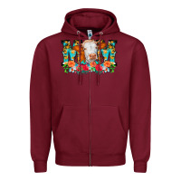 Burgundy Mom Cow Flowers Zipper Hoodie - CowCowDesign