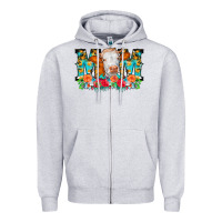 Heather Grey Mom Cow Flowers Zipper Hoodie - CowCowDesign
