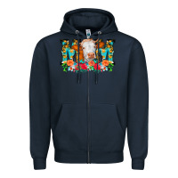 Navy Mom Cow Flowers Zipper Hoodie - CowCowDesign