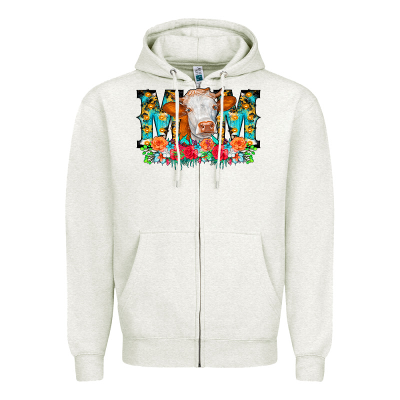 Mom Cow Flowers Zipper Hoodie by CowCowDesign | Teevron