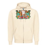 Sandshell Mom Cow Flowers Zipper Hoodie - CowCowDesign