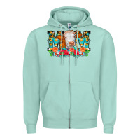 Seafoam Mom Cow Flowers Zipper Hoodie - CowCowDesign