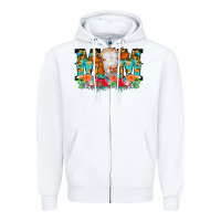 White Mom Cow Flowers Zipper Hoodie - CowCowDesign