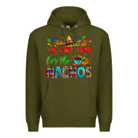 Army Green I'm just here for the nachos Premium Hoodie - RanaPortraitStore