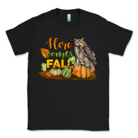 Black Here Comes Fall Owl Classic Tee - LillyAllenDesigns