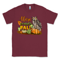 Burgundy Here Comes Fall Owl Classic Tee - LillyAllenDesigns